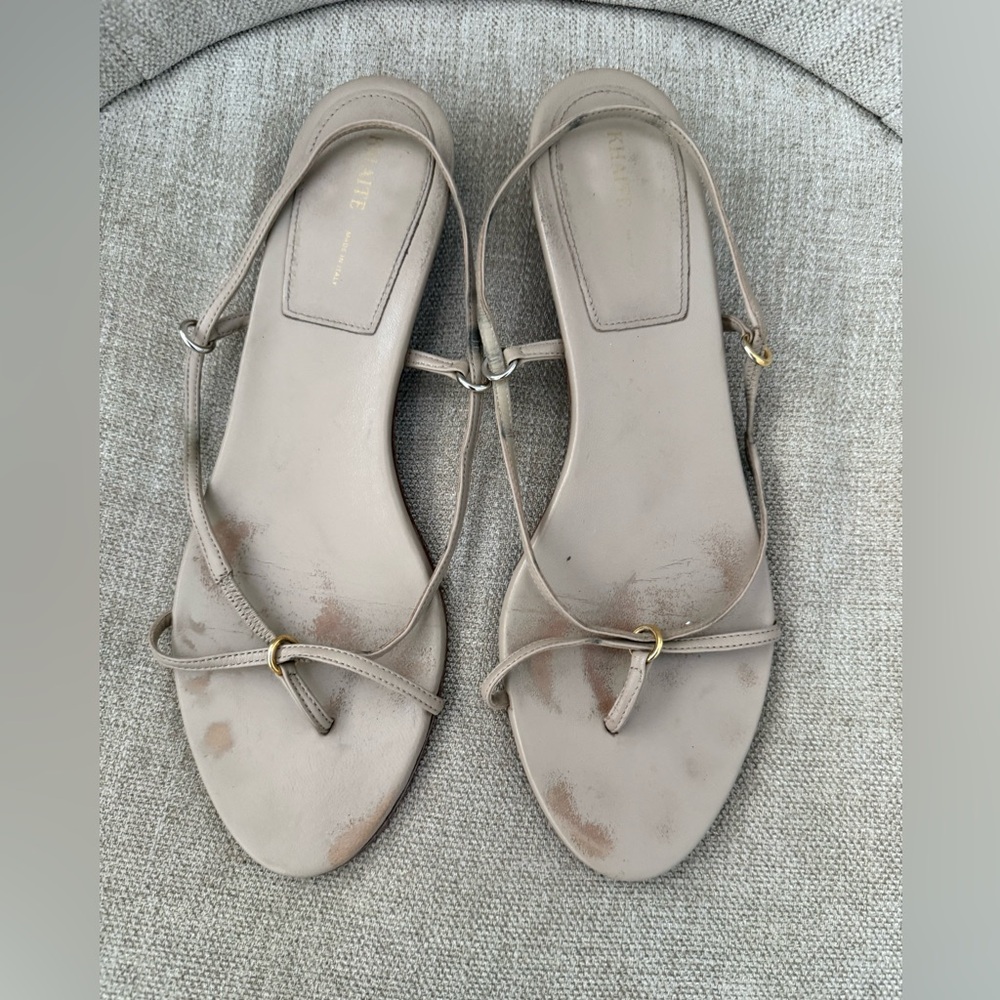 Khaite Taupe Marion Strap Flat Sandals